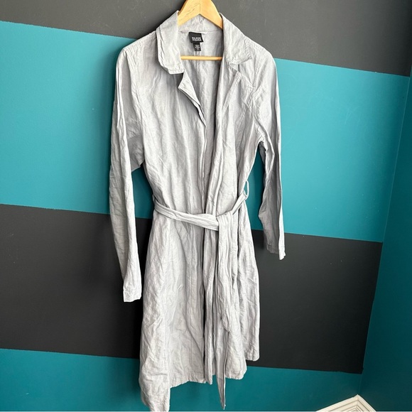 Eileen Fisher Light Gray Long Sleeve Coat - Picture 3 of 12